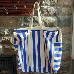 BAGGU Safari Canvas Bag in Cobalt Stripe